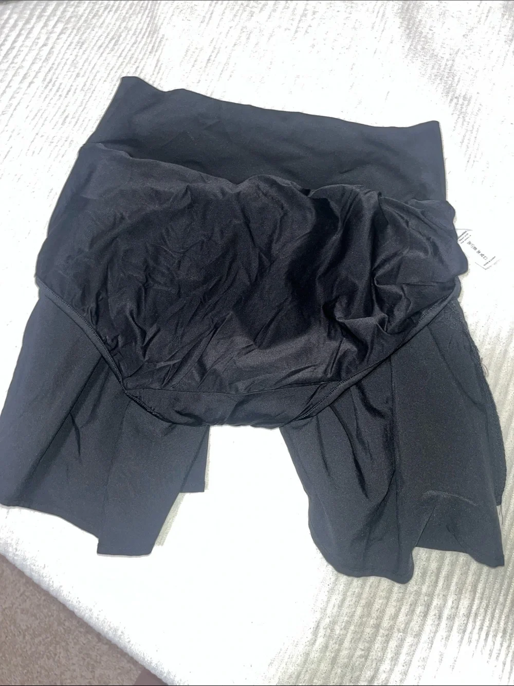 Blooming Jelly Women’s Black Athletic Shorts with Flowy Tiered Overlay (Large)